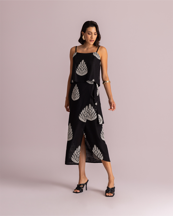 Printed wrap midi skirt with asymmetric hem - Moutaki