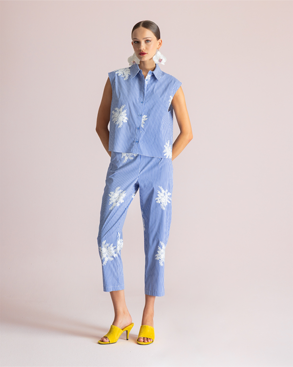 Stripe cropped trousers - Moutaki