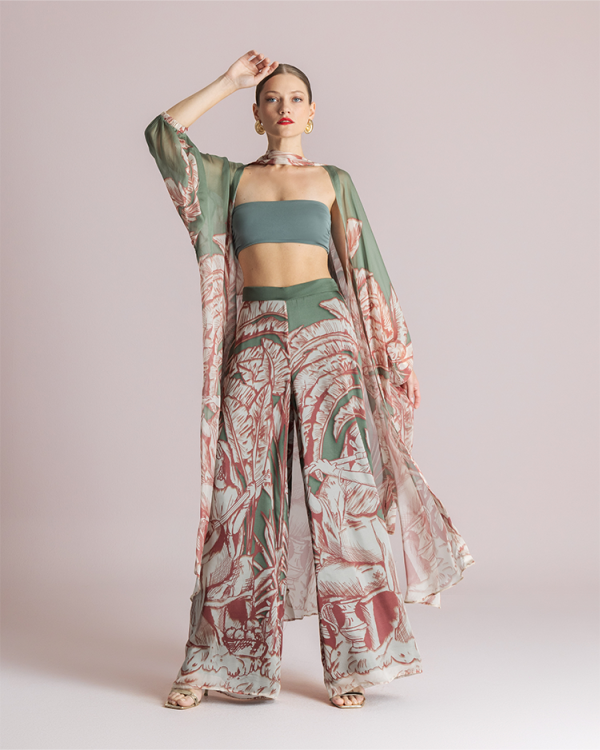 Printed wide-leg trousers - Moutaki