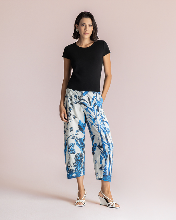 Print cropped rousers - Moutaki