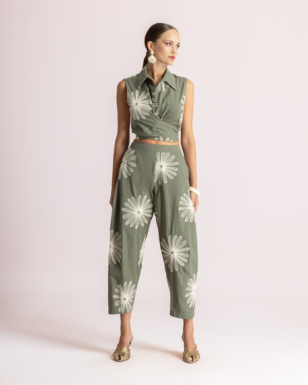 Floral printed tapered trousers - Moutaki