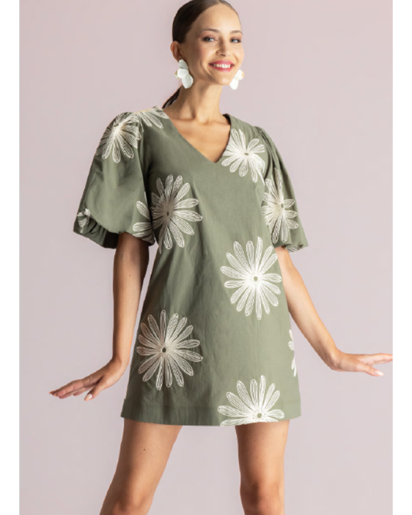 Mini floral dress with puff sleeves - Moutaki