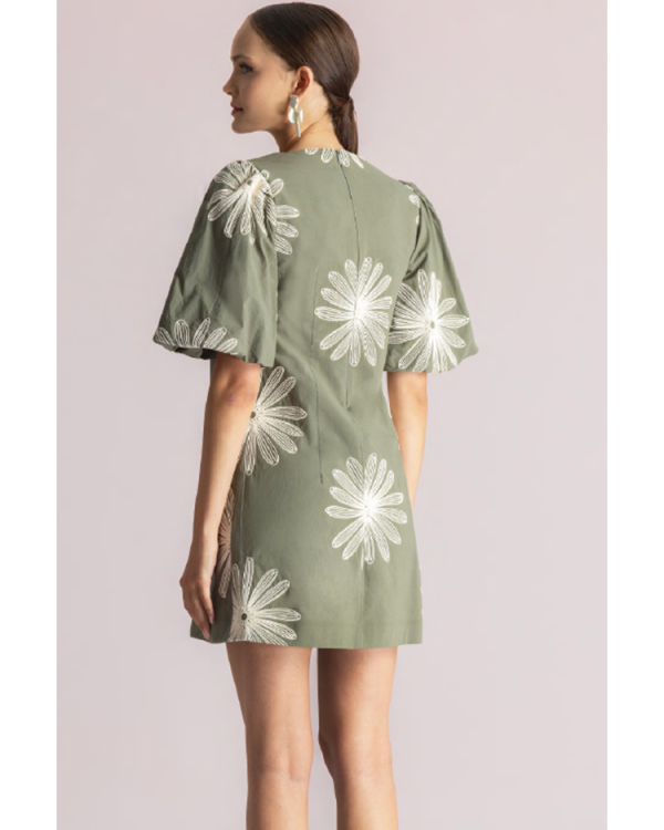 Alternative view of Mini floral dress with puff sleeves - Moutaki