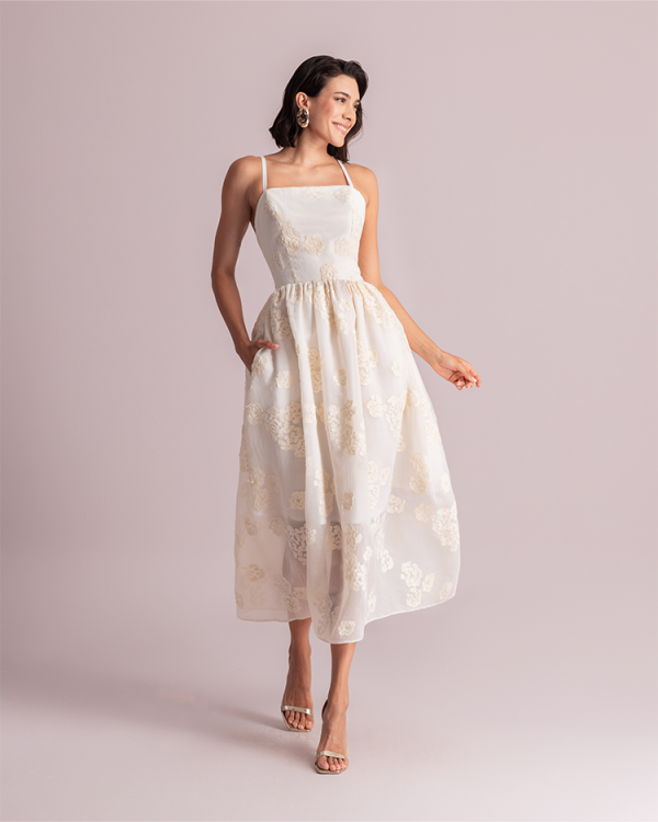 Embroidered midi dress with open back detail - Moutaki