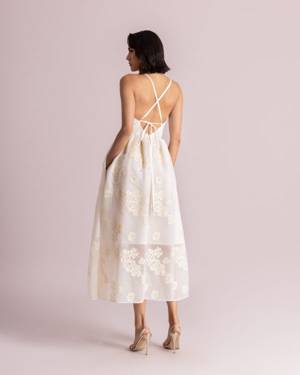 Alternative view of Embroidered midi dress with open back detail - Moutaki