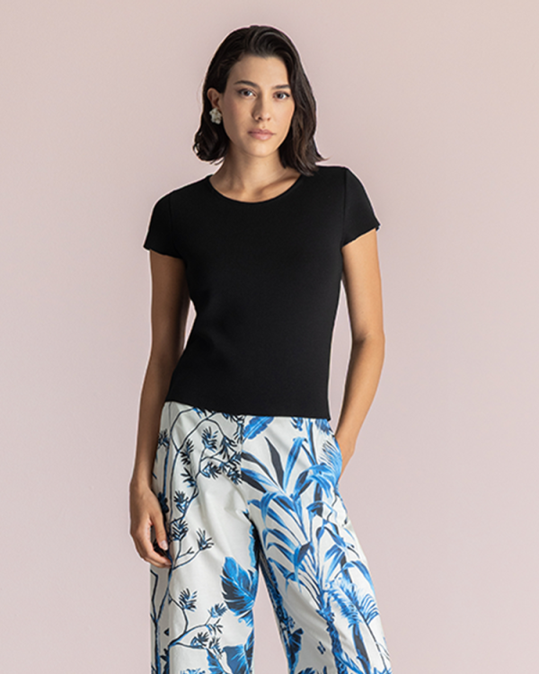 Classic short-sleeve knit blouse - Moutaki