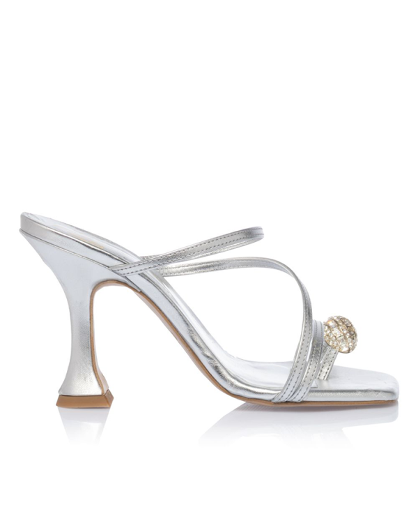 Metallic strappy mule heels - Sante Shoes