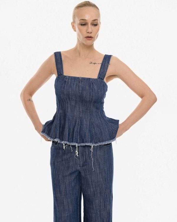 Ringing denim peplum top - 4Tailors