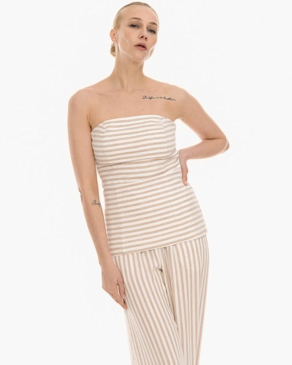 Ring striped strapless top - 4Tailors