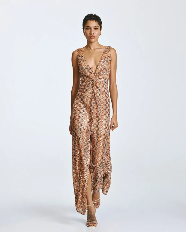 Maxi knitted dress with sequins and knot detail - Access Fashion