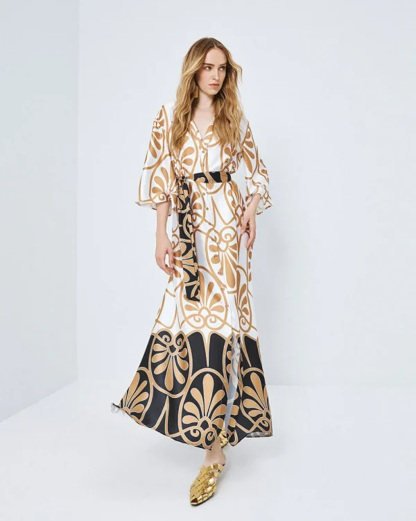 Printed maxi dress with belt - Access Fashion