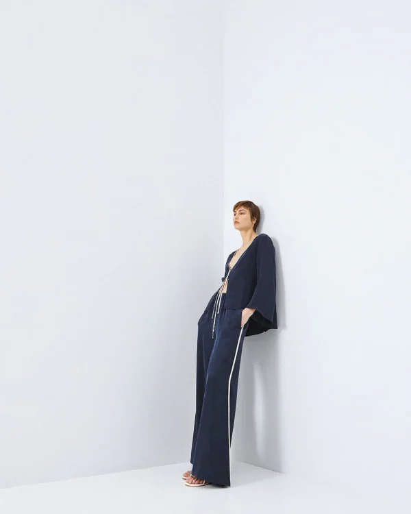 Wide-leg pants with side trim - Access Fashion