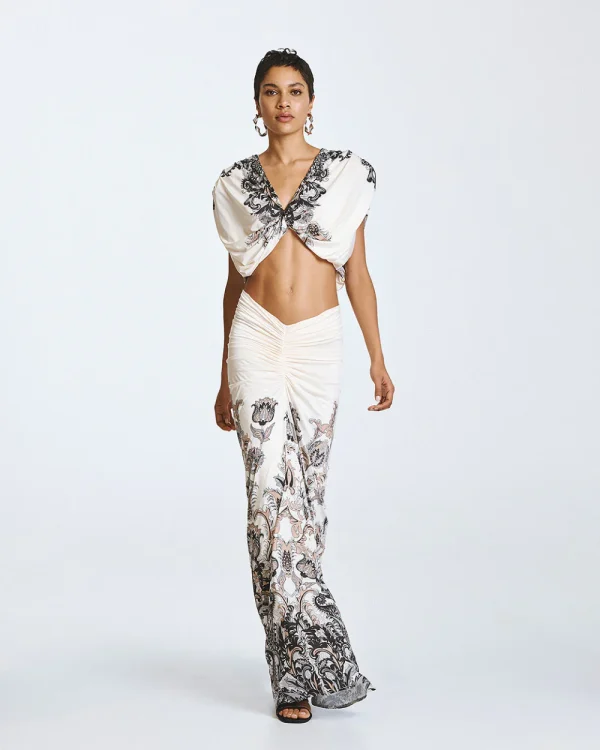 Printed draped top with a knot - Access Fashion