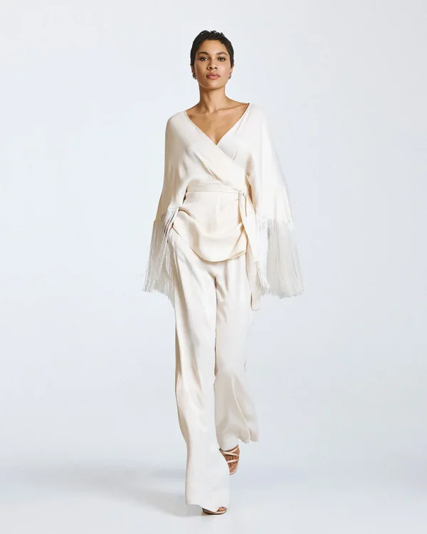 Wrap blouse with fringe - Access Fashion