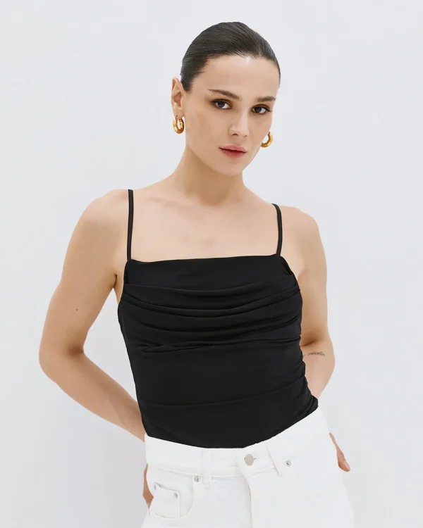 Bodysuit with straps and pleated details - Access Fashion