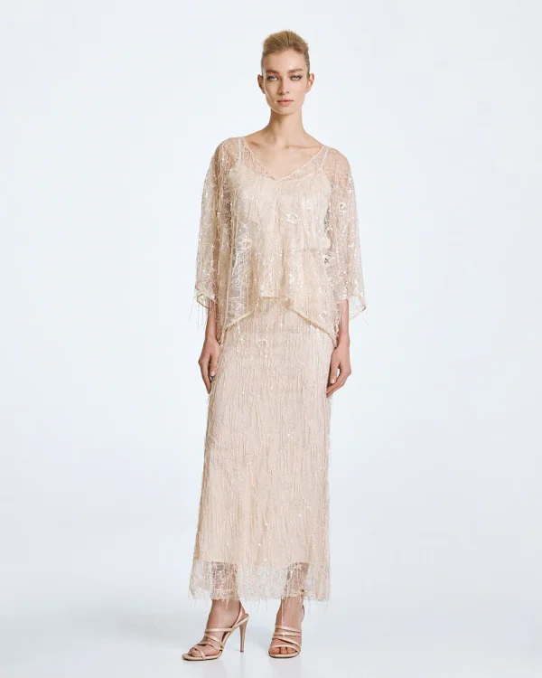 Semi-sheer blouse with sequins and fringes - Access Fashion