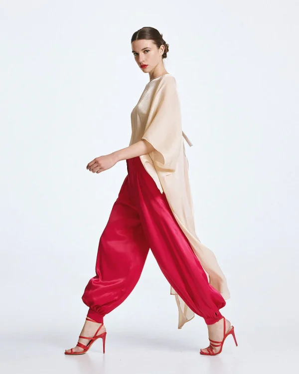 Shiny asymmetric cape blouse - Access Fashion