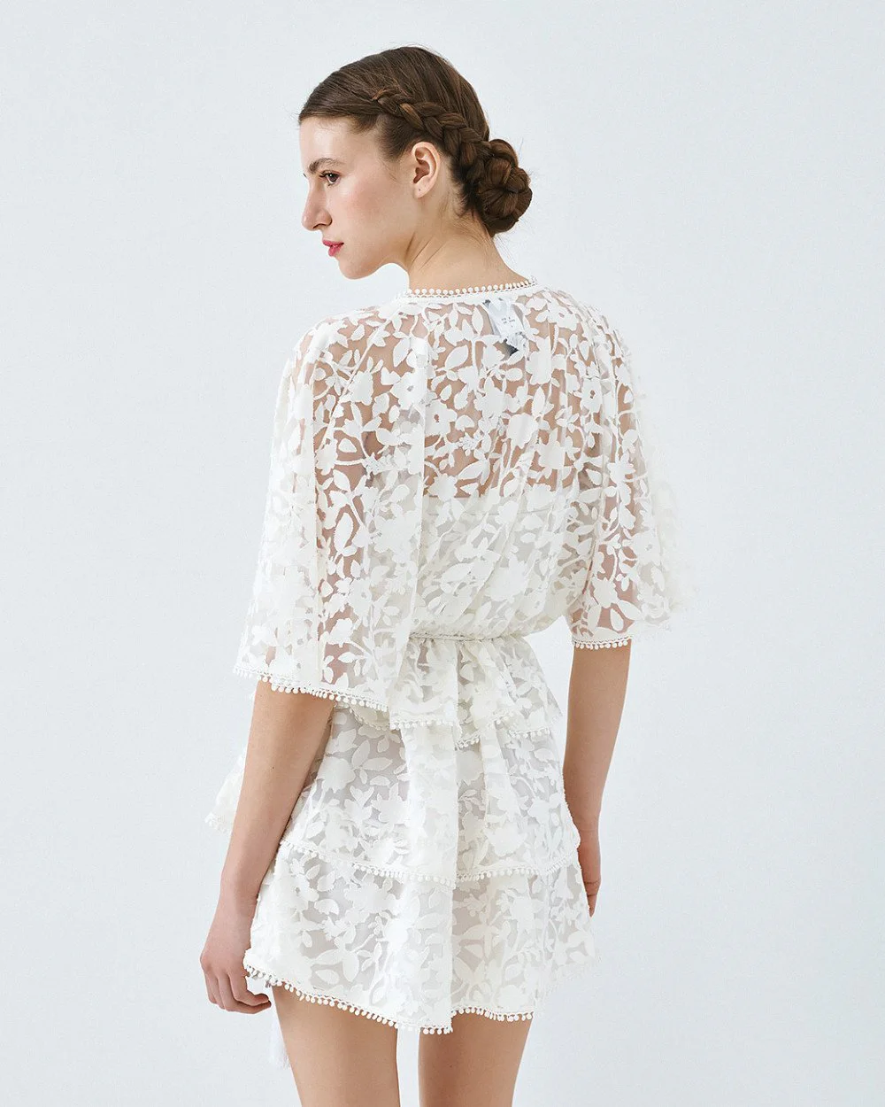 Brouska - S26-3028-0290 Mini devore dress with ruffles - Access Fashion - Image 4