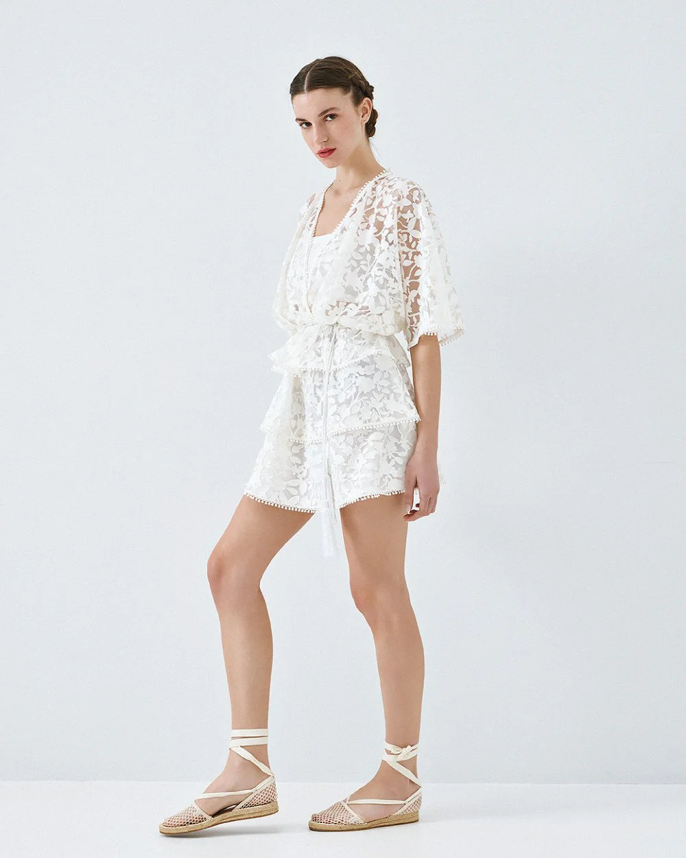 Brouska - S26-3028-0290 Mini devore dress with ruffles - Access Fashion - Image 5