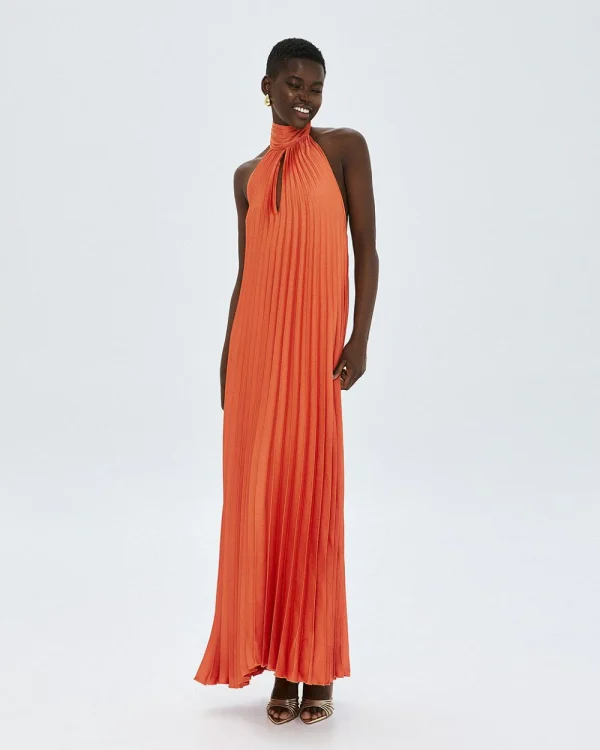 Pleated halter dress with an open back - Access Fashion