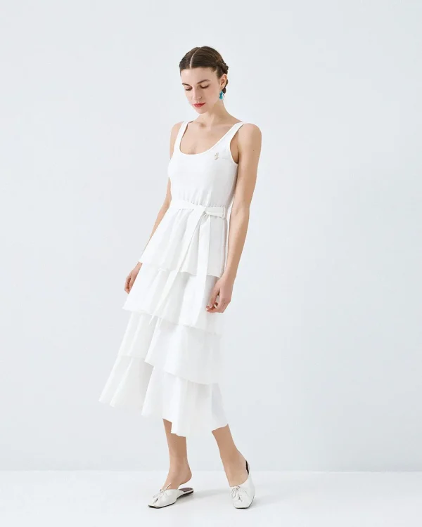 Sleeveless midi dress with ruffles - Access Fashion