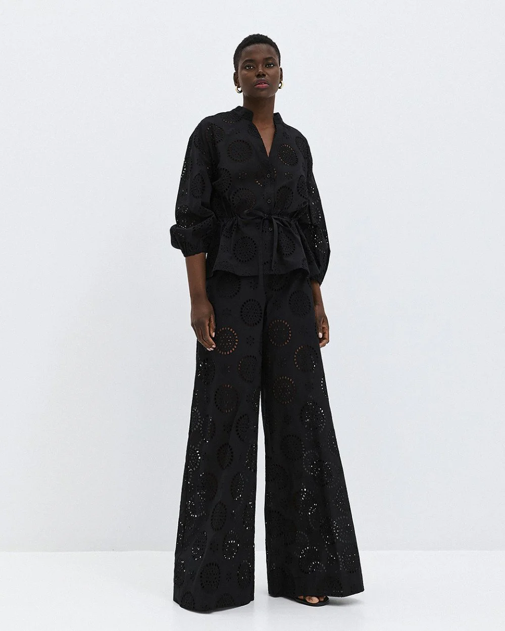 Brouska - S26-5105-0313 Wide-leg broderie pants - Access Fashion