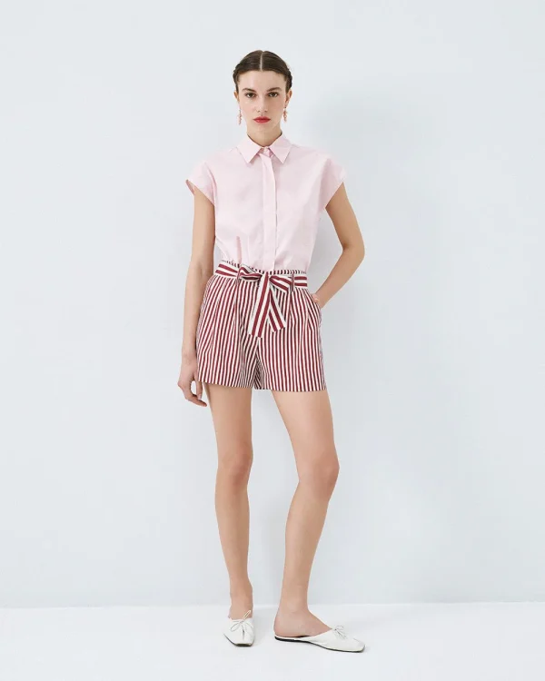 Striped shorts with belt - Access Fashion