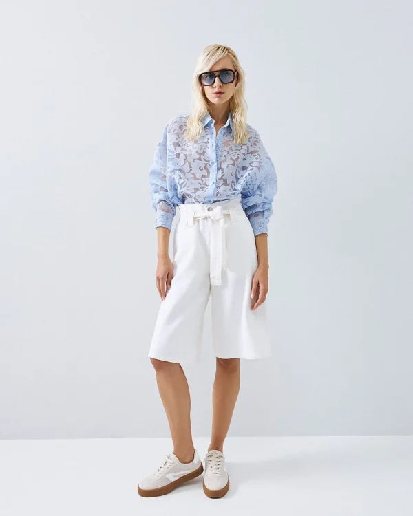 Denim bermuda shorts with belt - Access Fashion