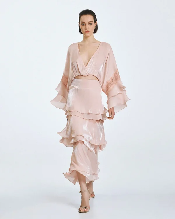 Maxi skirt with ruffles and lace - Access Fashion