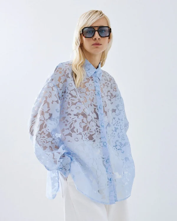 Floral sheer devore shirt - Access Fashion