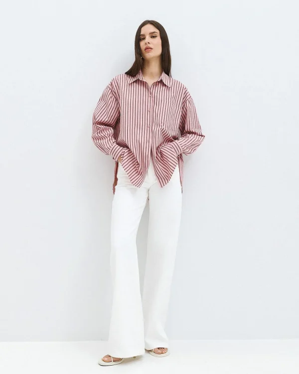 Striped shirt with rhinestones - Access Fashion