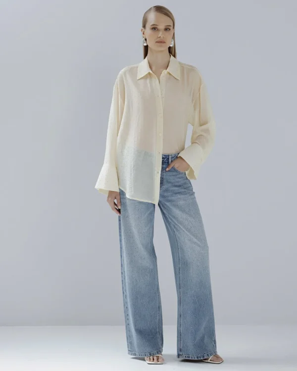 Denim pants with rhinestones - Access Fashion