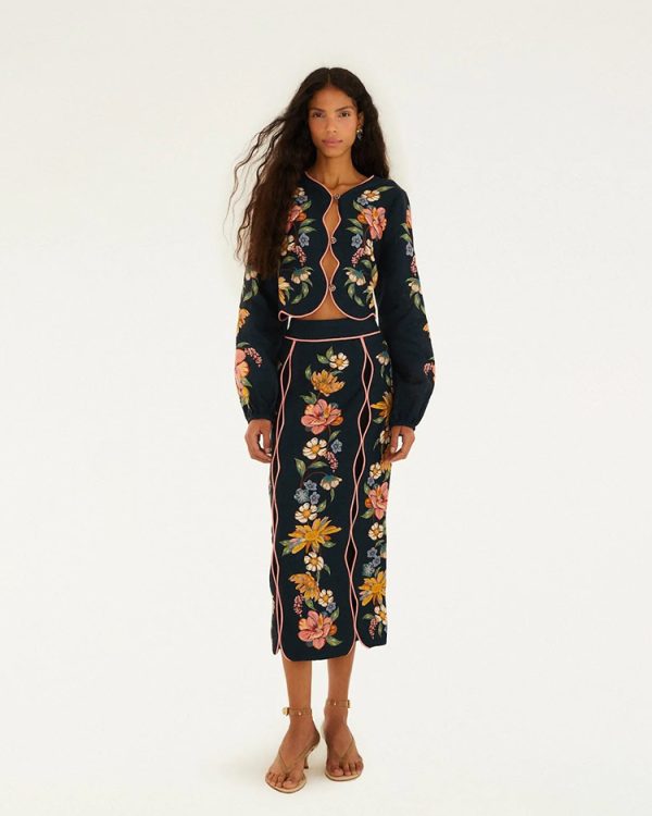 Maira floral midi skirt - Farm Rio