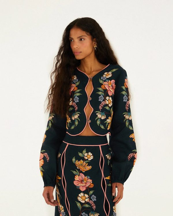 Maira floral long sleeve top - Farm Rio