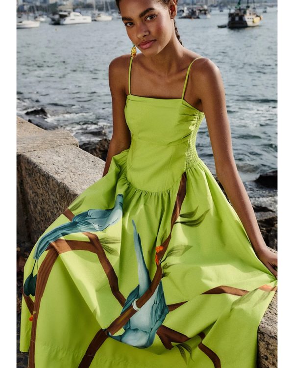 Birds smocked maxi dress - Farm Rio