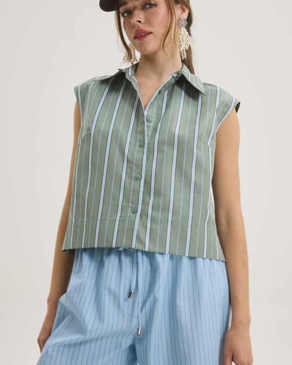 Cropped pinstripe sleeveless shirt - Innocent
