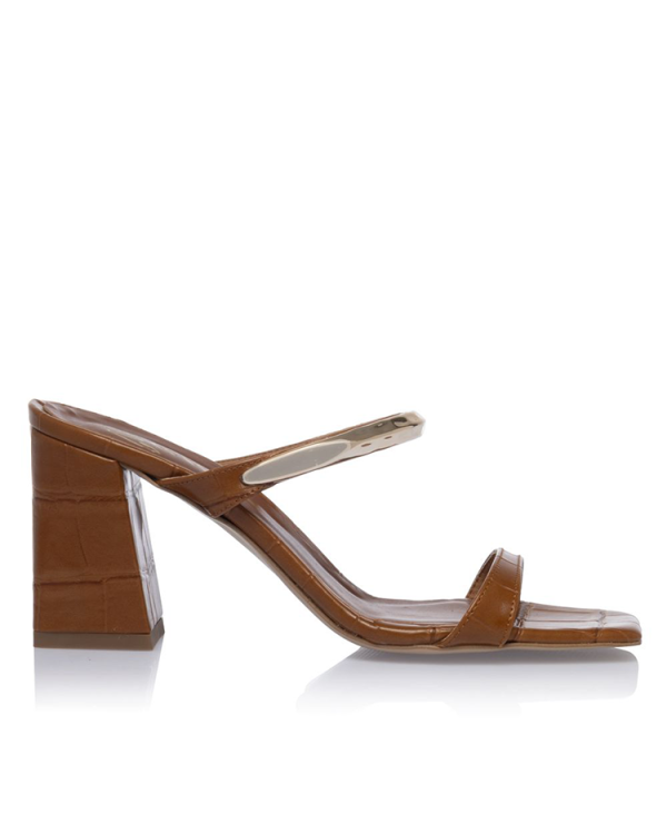 Croc-effect heeled mule sandals - Sante Shoes