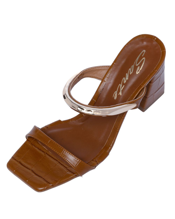 Alternative view of Croc-effect heeled mule sandals - Sante Shoes