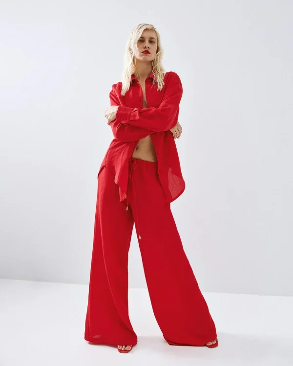 Wide-leg pants with a drawstring - Access Fashion