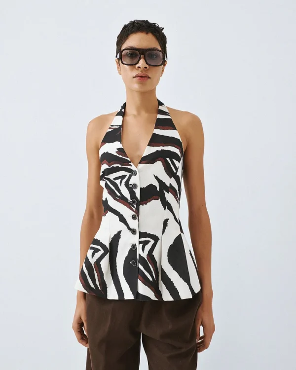 Alternative view of Printed peplum vest top - Access Fashion