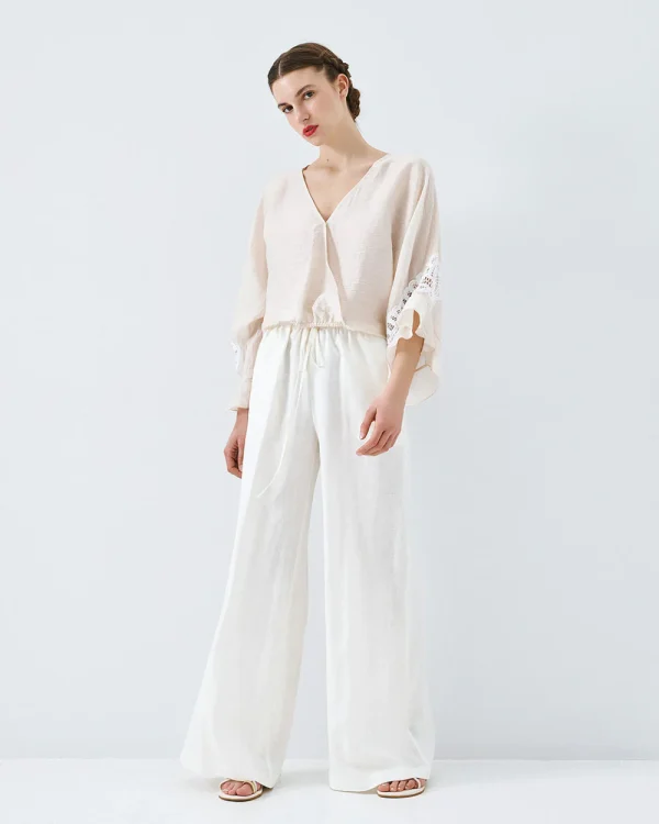 Wrap blouse with lace - Access Fashion