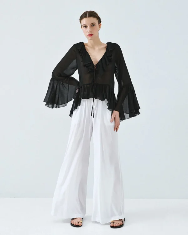 Alternative view of Muslin blouse with ruffle detailing - Access Fashion