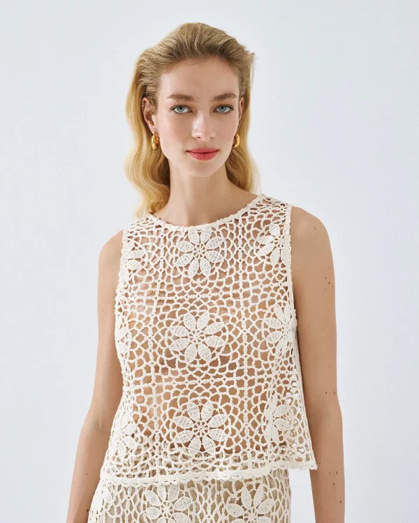 Alternative view of Sleeveless top in knitted lace - Access Fahion