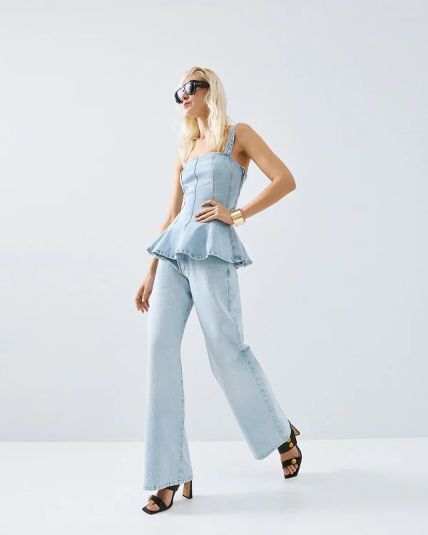 Denim peplum top - Access Fashion