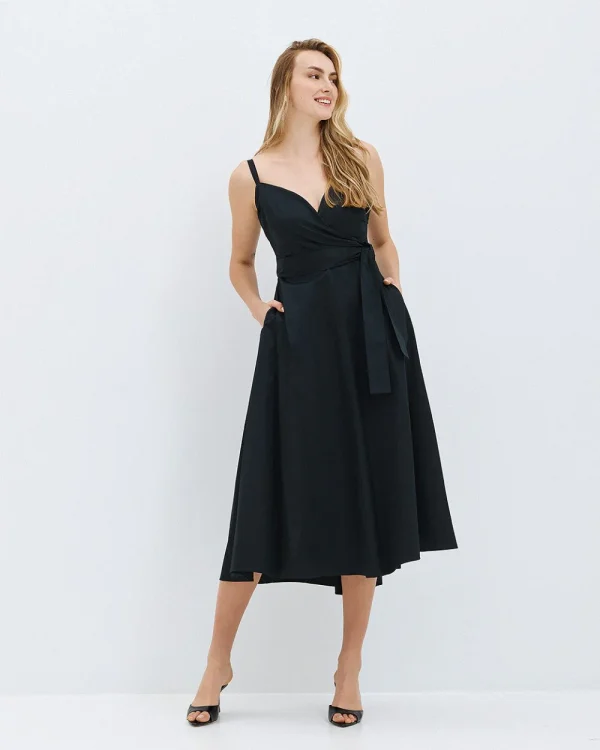 Midi wrap dress with straps - Access Fashion