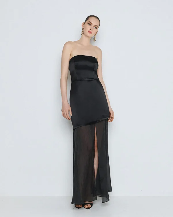 Strapless dress with sheer hem - Access Fashion