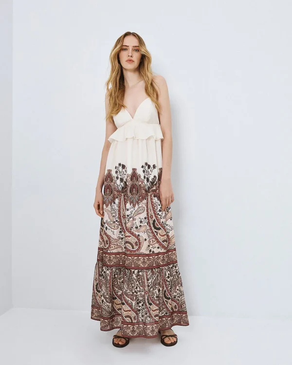 Printed maxi dress with ruffle detail - Access Fashion
