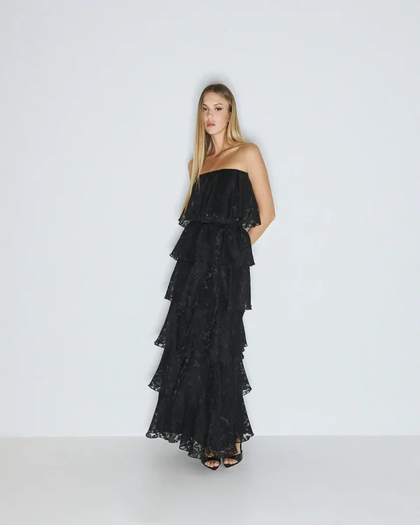 Alternative view of Maxi devore dress with ruffle details - Access Fashion