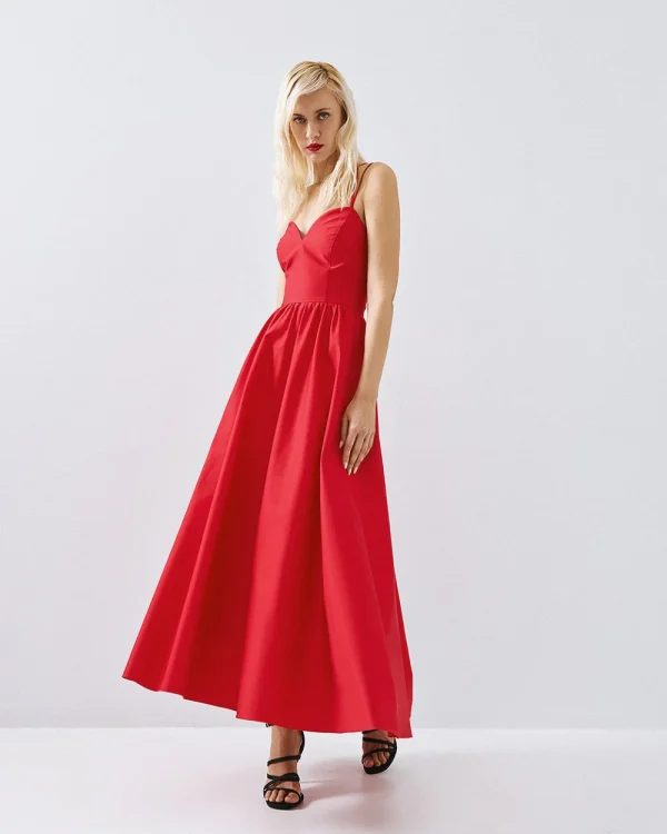 Midi flared dress with ruched details - Access Fashion