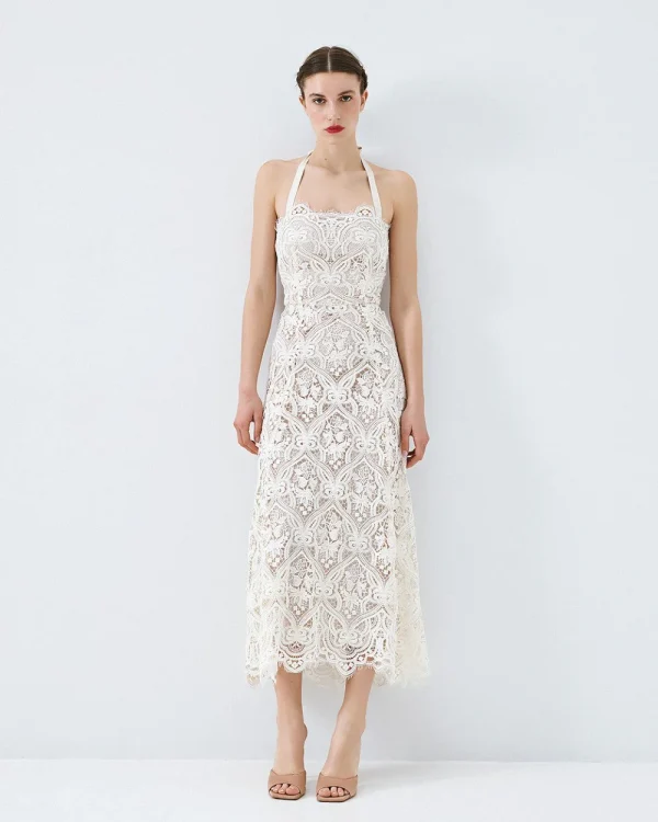 Alternative view of Midi lace dress with a belt - Access Fashion